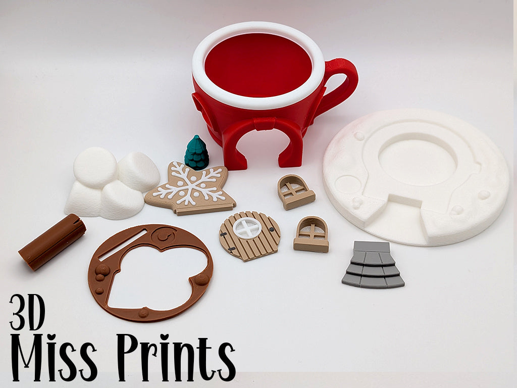 3D Printed Hot Chocolate House with LED Flame Light