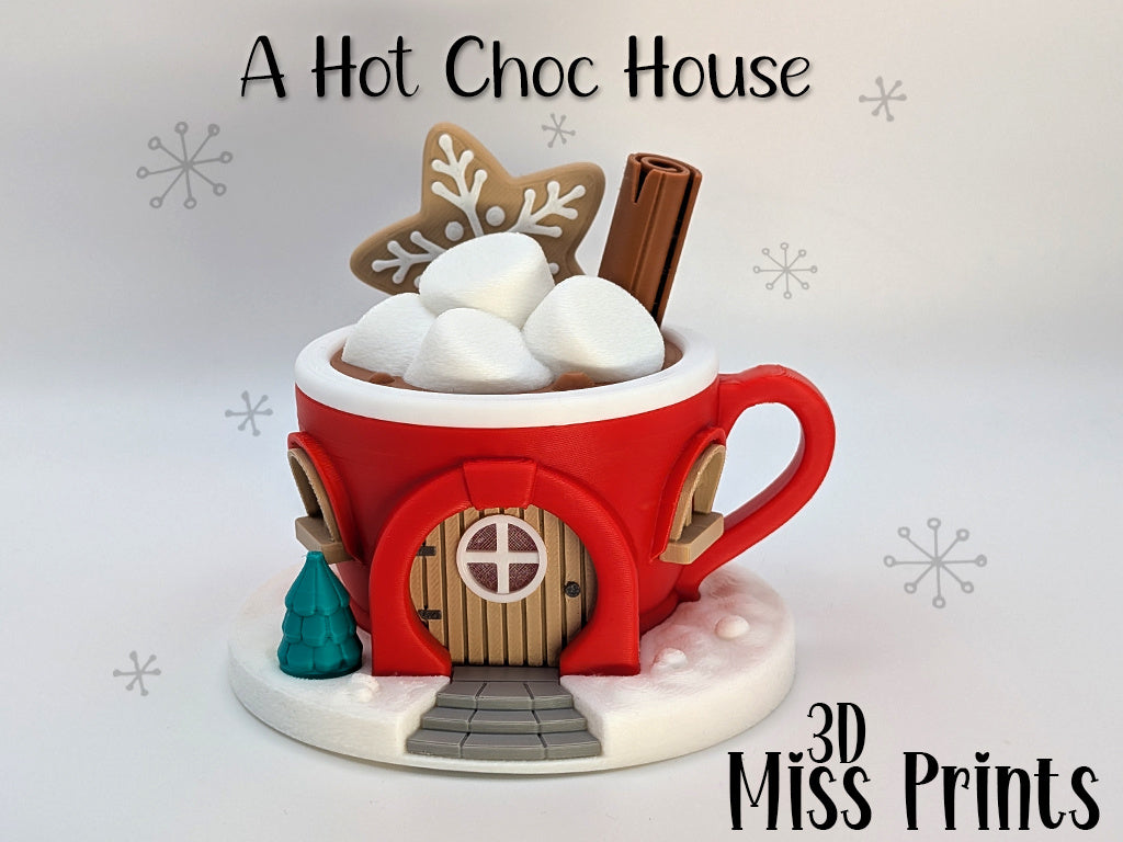 3D Printed Hot Chocolate House with LED Flame Light
