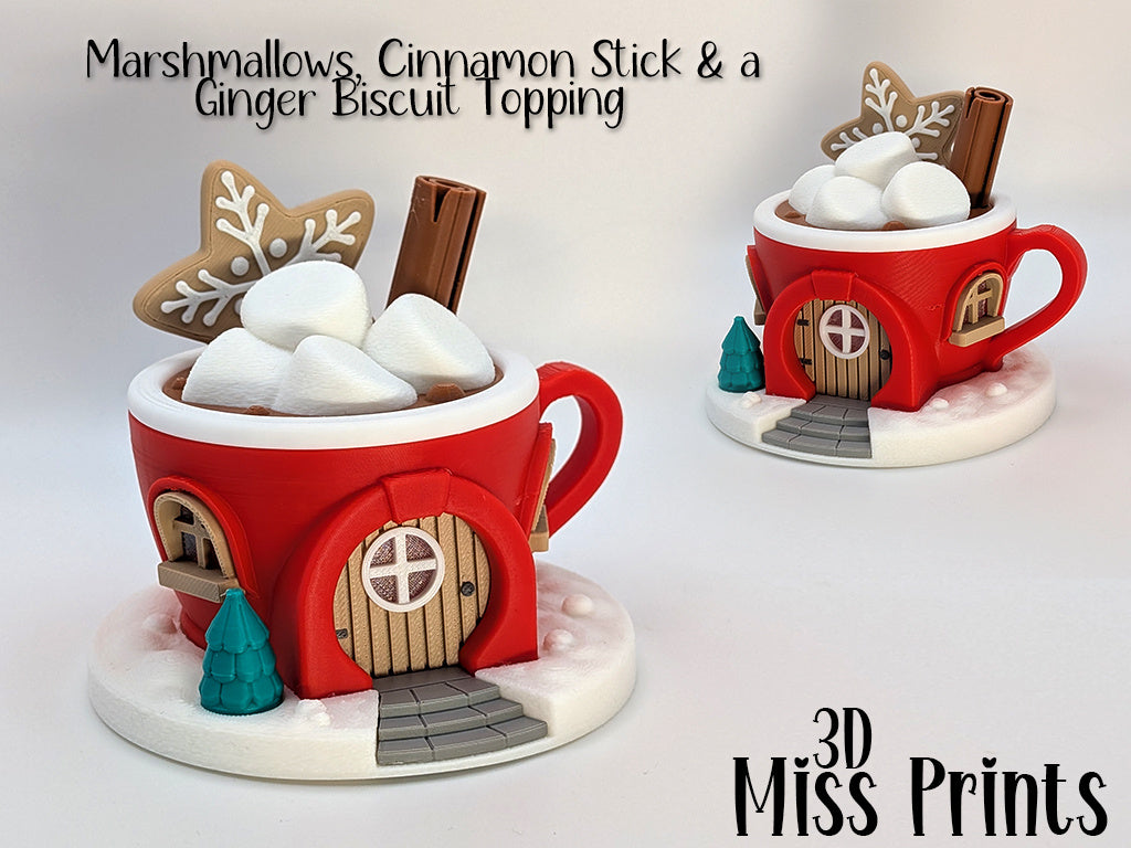 3D Printed Hot Chocolate House with LED Flame Light